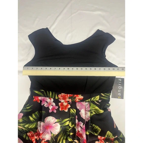 Sangria Black Floral Fit & Flare Dress Sleeveless Party Cocktail Size 16 NWT - Picture 7 of 9